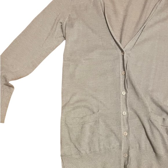 GAP Linen Blend V-Neck Long Cardigan in Clay - Picture 3 of 9